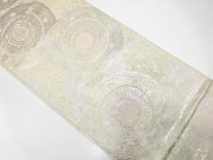 アンティーク　服部織物製　こはく錦　絵皿模様織り出し袋帯（材料）
